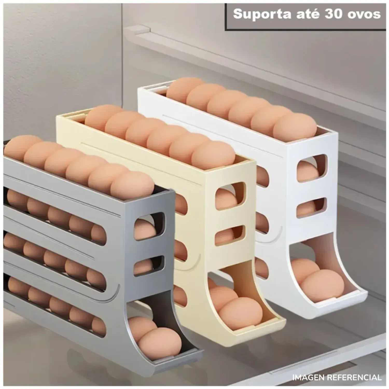 Porta huevos dispensador de huevos 4 niveles plastico