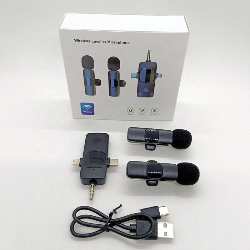 Micrófono Inalámbrico Solapero K15 3 en 1 | Dual (iPhone, Android, Cámara)