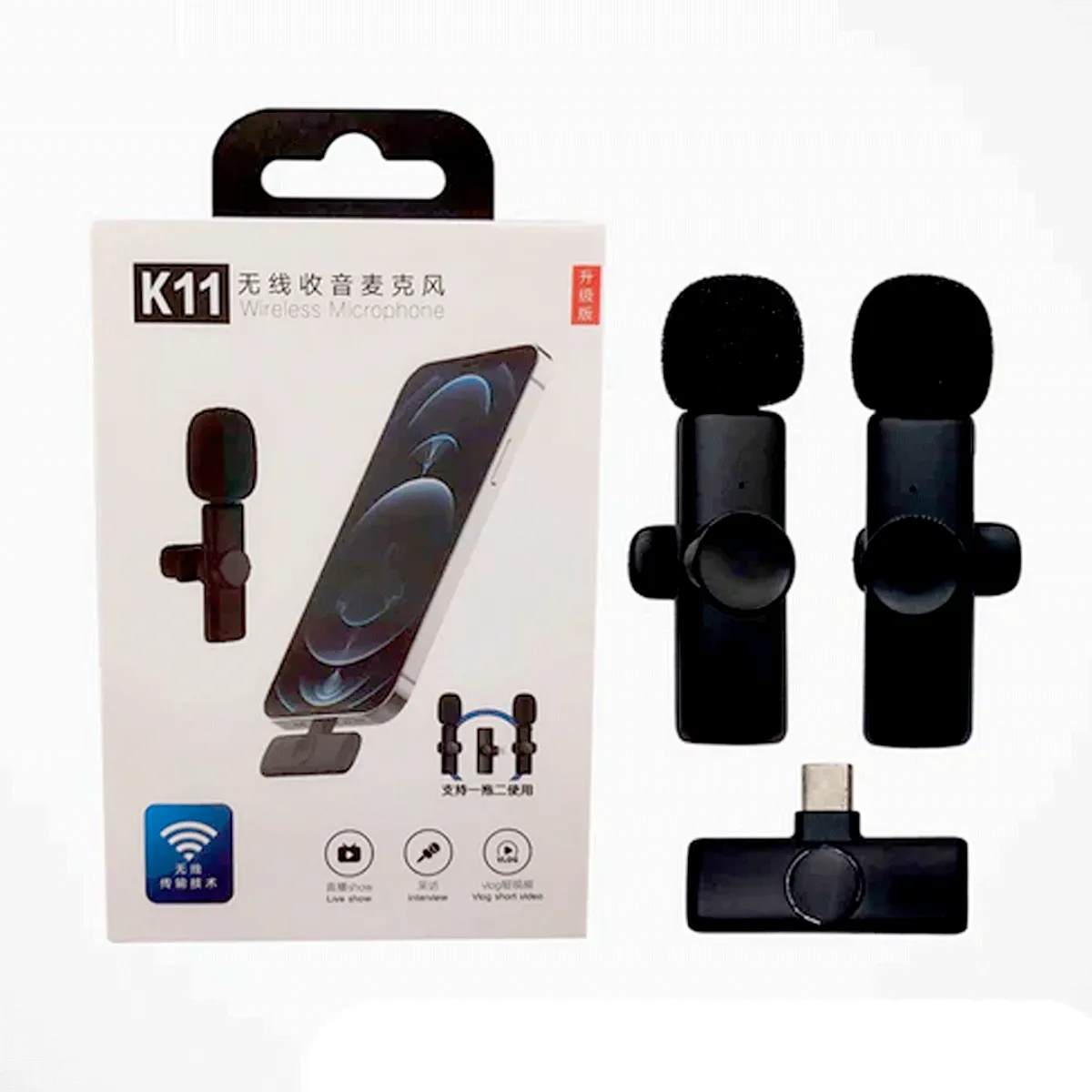 Micrófono Inalámbrico Solapero K11 Dual | Conector Tipo C para Celular