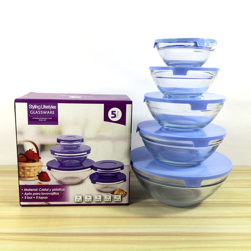Set de 5 Bowls Tapers de Vidrio Refractario